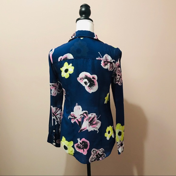 J. Crew Silk The Perfect Shirt Hawaiian Floral Top Size XS - Picture 2 of 5